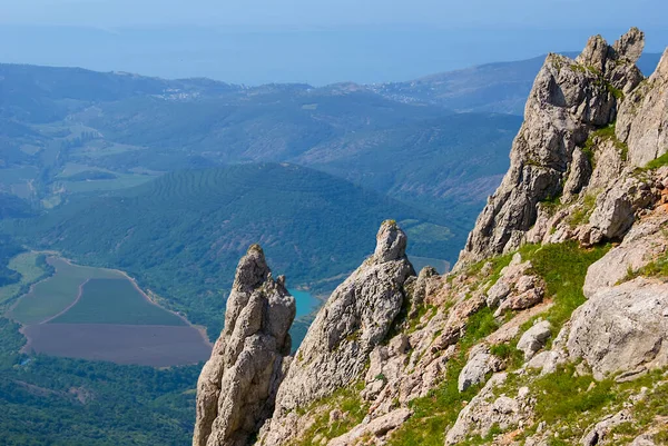 Vue Falaise Rocheuse Vallée Montagne Fond Naturel Montagne — Photo