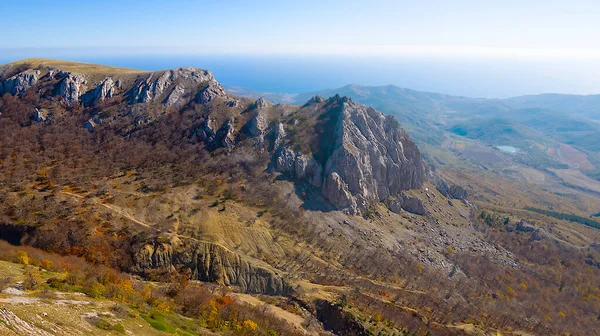 View Mountain Ridge Valley Blue Sky — Stockfoto