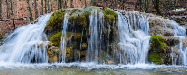Small Waterfall Mountain River Autumn Natural Mountain River Background — Foto Stock