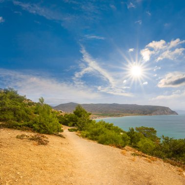 emerald sea cape at the hot summer sunny day