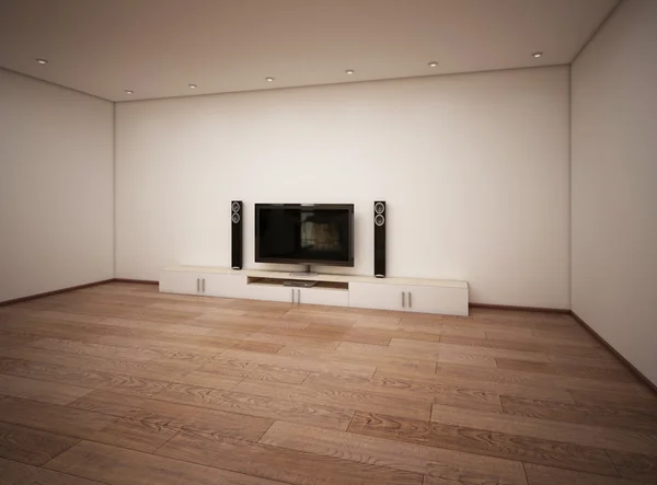 Interior vazio do quarto com TV — Fotografia de Stock