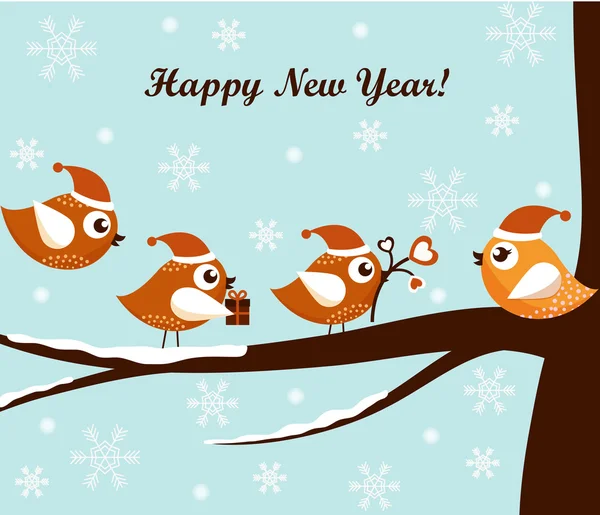 A beautiful Christmas card with the birds — Stock Vector