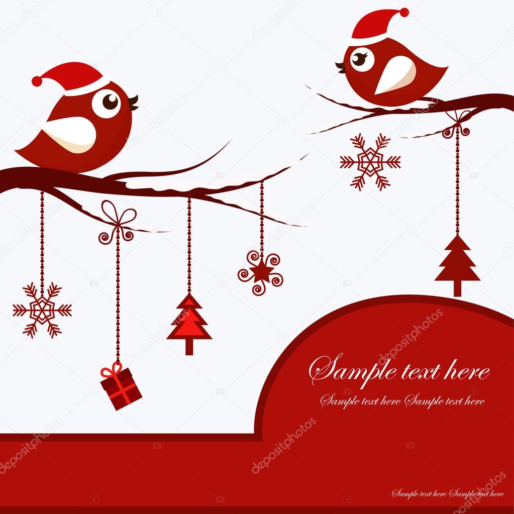 Christmas Card with Birds