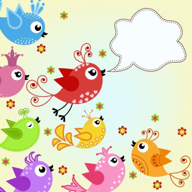 Colorful, flying birds clipart