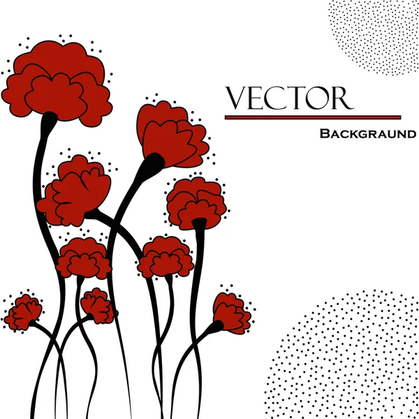 Prachtige abstracte achtergrond met rode bloemen — Stockvector