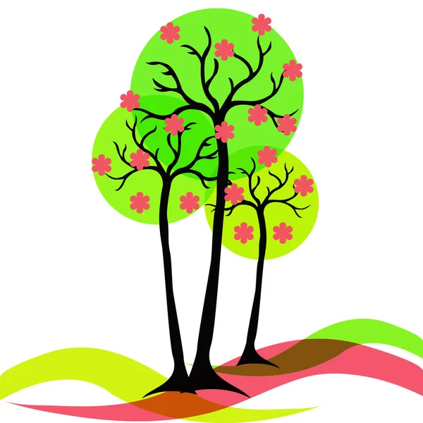 Árbol de primavera floreciente — Vector de stock