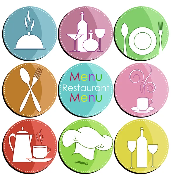 Nove icone con elementi di accessori da cucina Illustrazione Stock