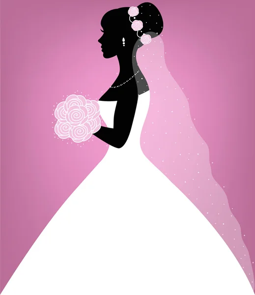 Bella sposa su sfondo rosa — Vettoriale Stock