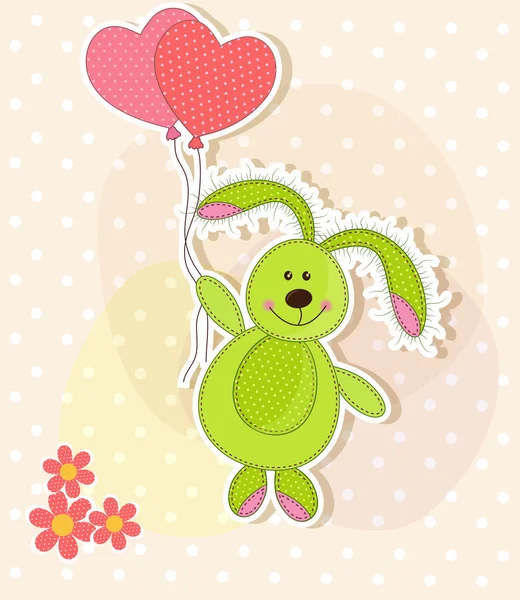 Mooie speelgoed bunny met hart — Stockvector