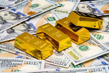 Altın külçelerini Doları banknot üzerinde