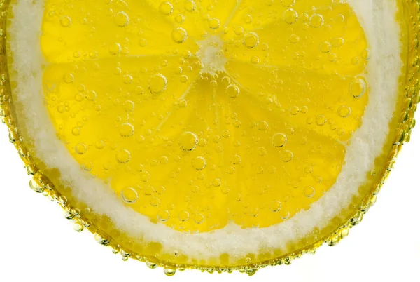 Yellow Lemon Bubbles Black Background — Stock Photo, Image