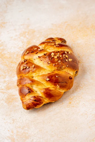 Homemade Braided Challah Bread Vintage Background — 스톡 사진