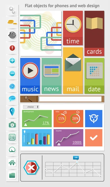 Objetos planos para telefones e web design Gráficos De Vetores