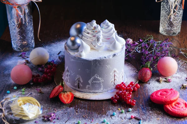 Christmas Cream Cake Decorations — Stock Photo, Image