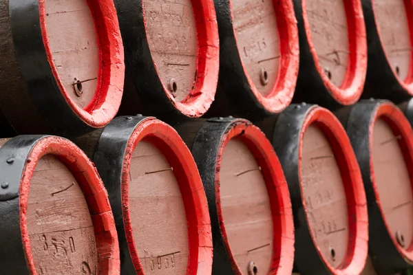 Wooden wine barrels — Stok fotoğraf