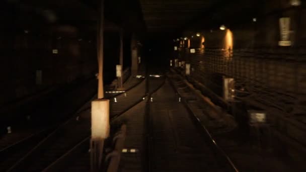 Train goes subway tunnel — Stock Video