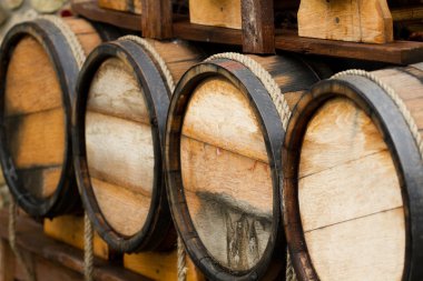 Wooden wine barrels