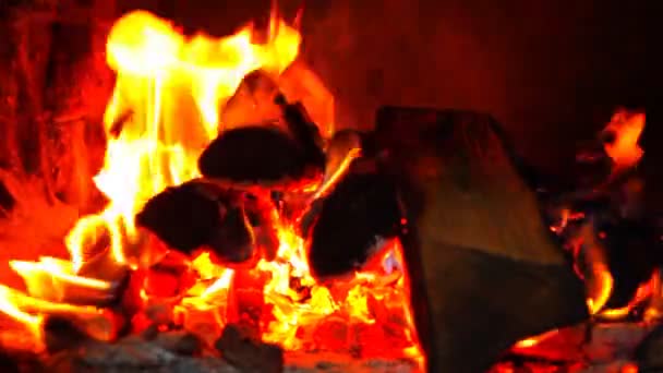 Luminosa madera ardiendo — Vídeo de stock