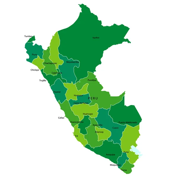 Mapa peru — Stockový vektor