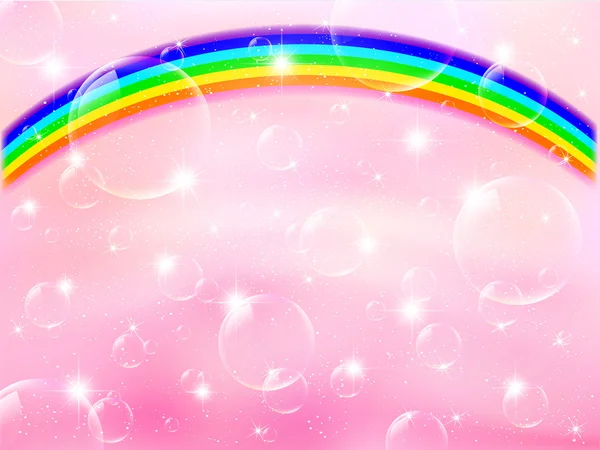 Růžové pozadí rainbow bublina — Stockový vektor