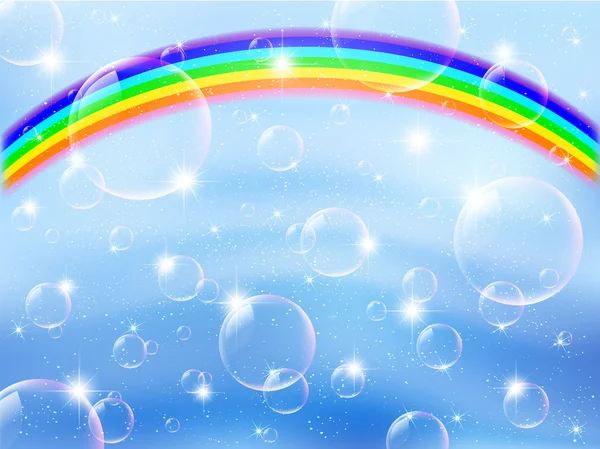 天空背景彩虹泡泡 — 图库矢量图片