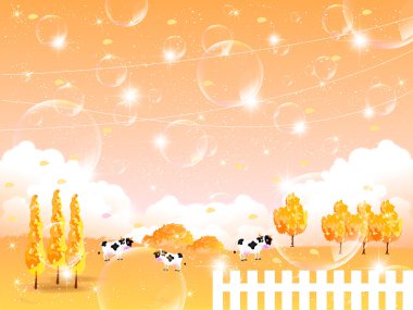 sonbahar ranch sığır akçaağaç arka plan sonbahar yaprakları