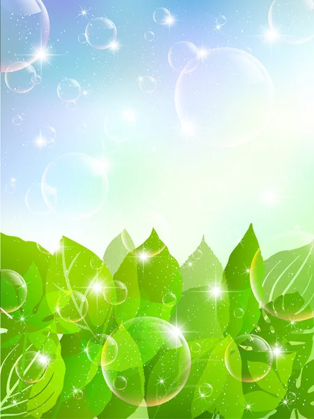 气泡背景植物叶子 — 图库矢量图片