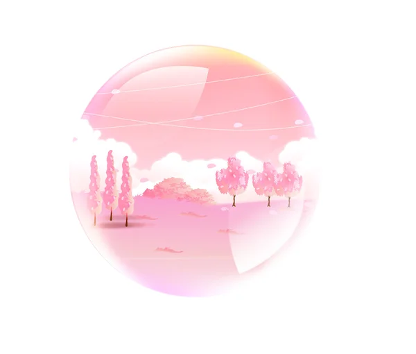 Bubblor landskap cherry — Stock vektor