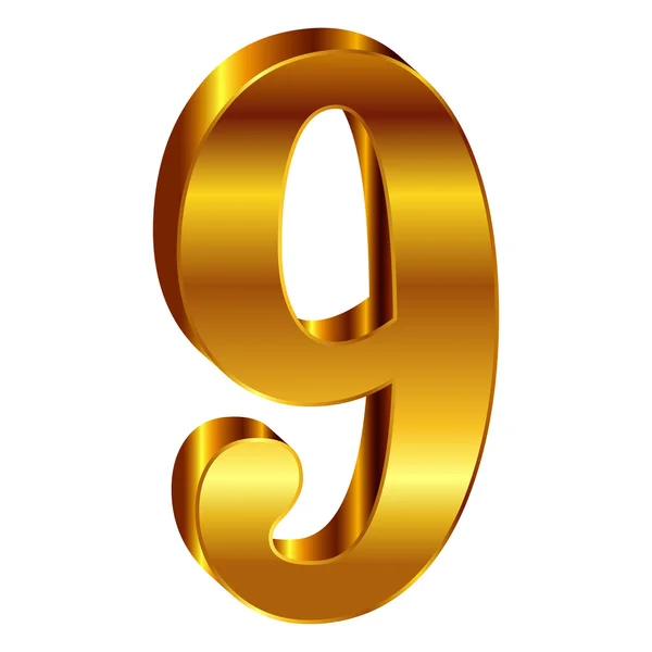 Zlatý emblém číslo 9 — Stockový vektor