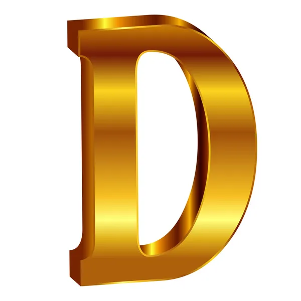 D alfabeto emblema d'oro — Vettoriale Stock
