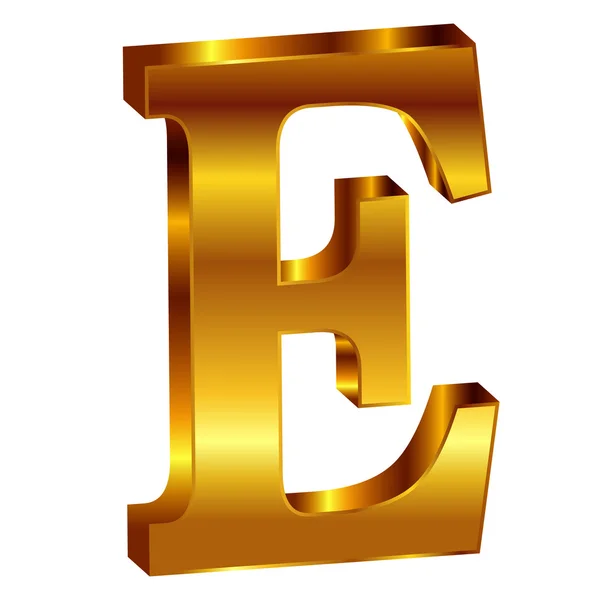 E alfabeto emblema d'oro — Vettoriale Stock