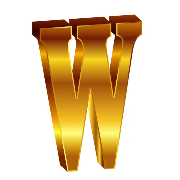 Arany ábécé-embléma W — Stock Vector