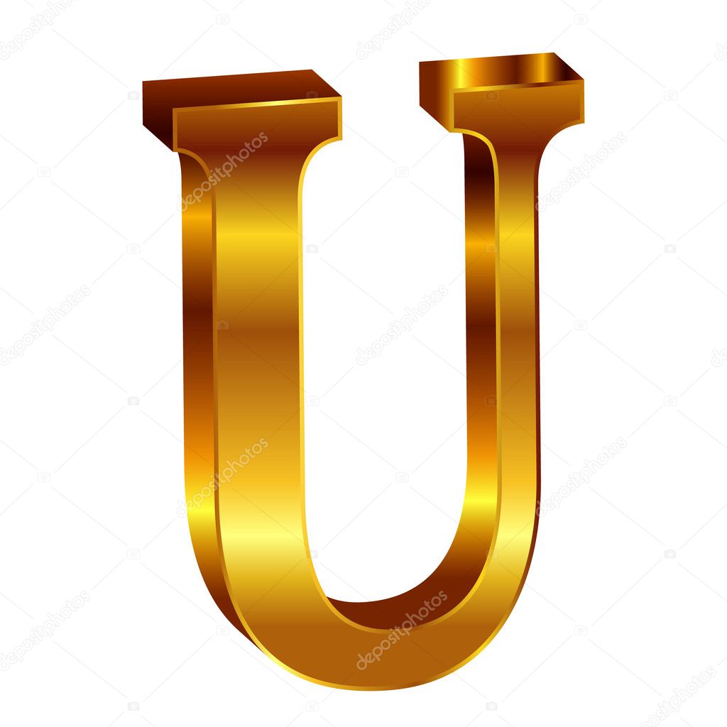 U alphabet gold emblem