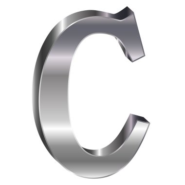3D gümüş alfabe c