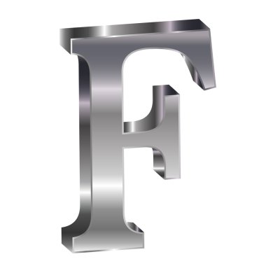 3D gümüş alfabe f