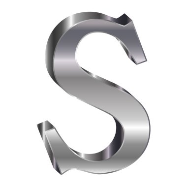 3D gümüş alfabe s