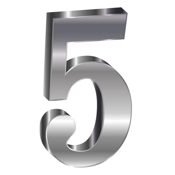Número 5 emblema de prata — Vetor de Stock