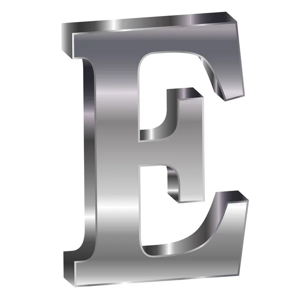 3D silver alfabetet e — Stock vektor