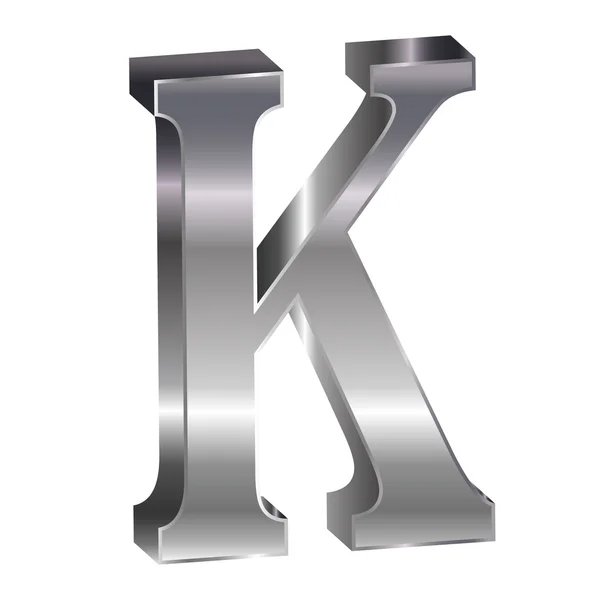 3D silver alphabet K — Stock Vector
