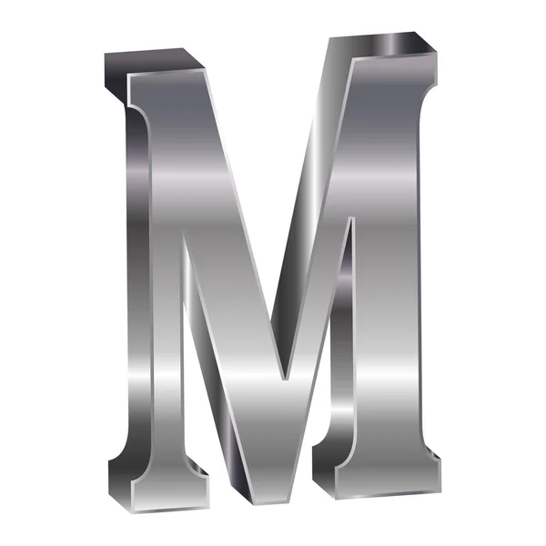 3D-s ezüst ábécé M — Stock Vector