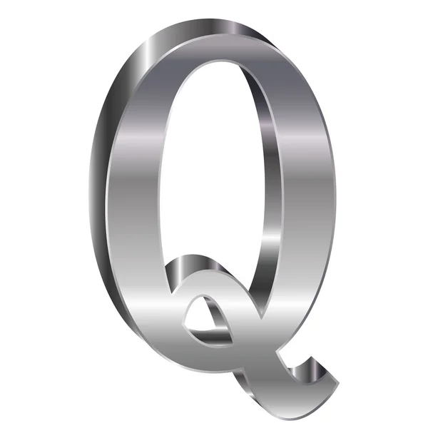 3D срібний алфавіт Q — стоковий вектор