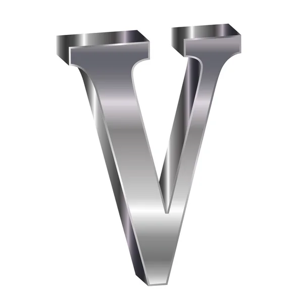 Alfabeto plateado 3D V — Archivo Imágenes Vectoriales