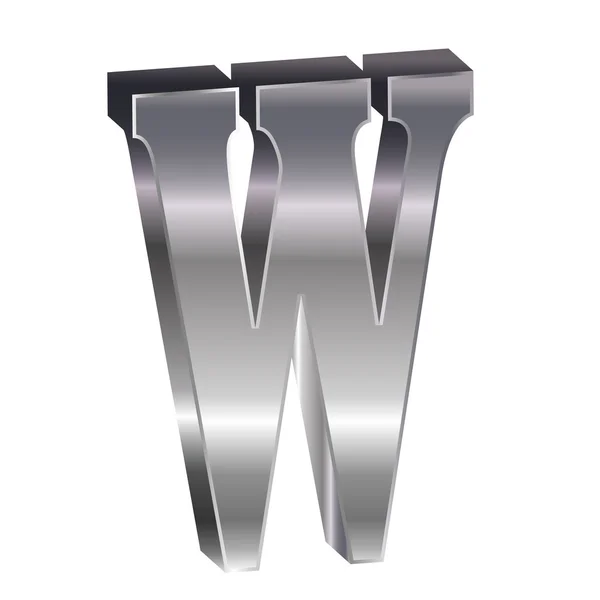 3D-s ezüst ábécé W — Stock Vector