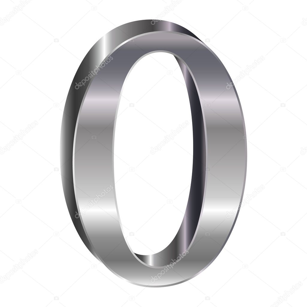 3D alphabet silver O