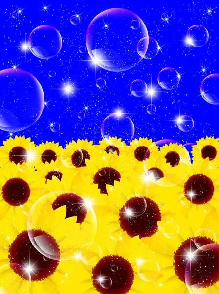 Bubblor bakgrund himmel solros — Stock vektor