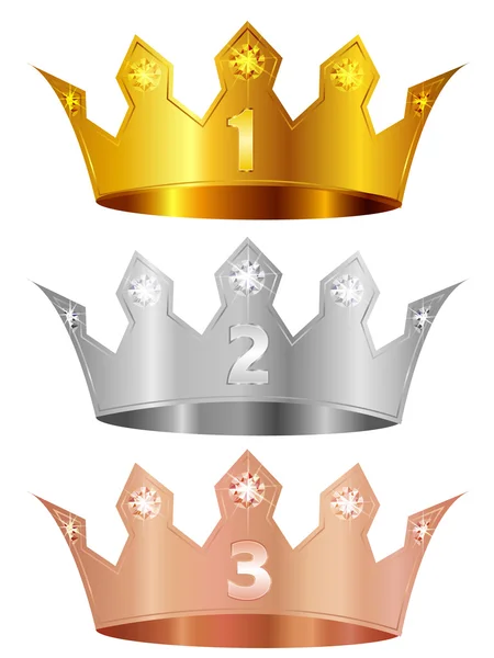 Gold silver copper crown crown — Stock Vector