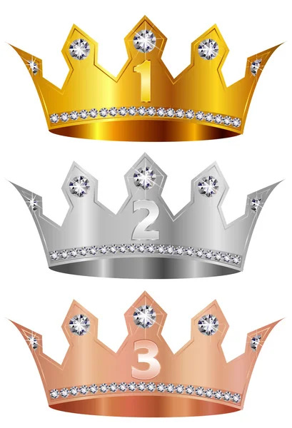 Gold silver copper crown crown — Stock Vector