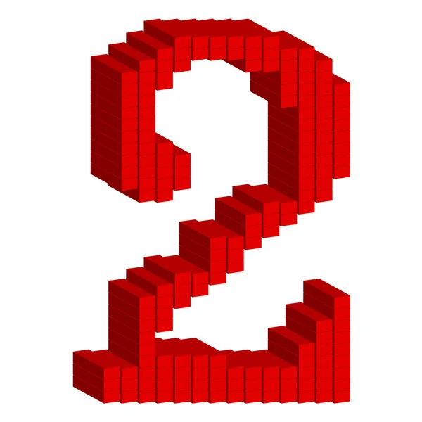Número rojo 2 3D — Archivo Imágenes Vectoriales