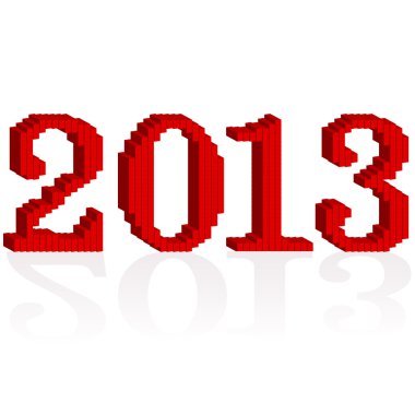 Kırmızı 3d yeni yıl 2013