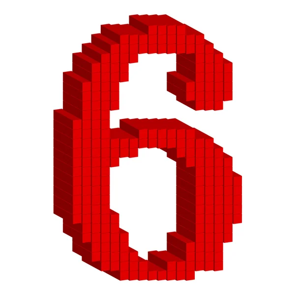3D red number 6 — Stock Vector